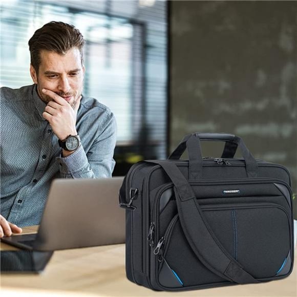 KROSER Laptop Bag 17.3 Inch Premium Laptop Briefcase, Expandable Laptop Bag - Picture 7 of 7